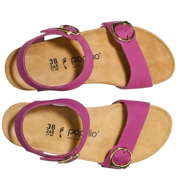 New Without Box Papillio Leather Size 38 Women's Pink wedge Sandals - Picture 7 of 7